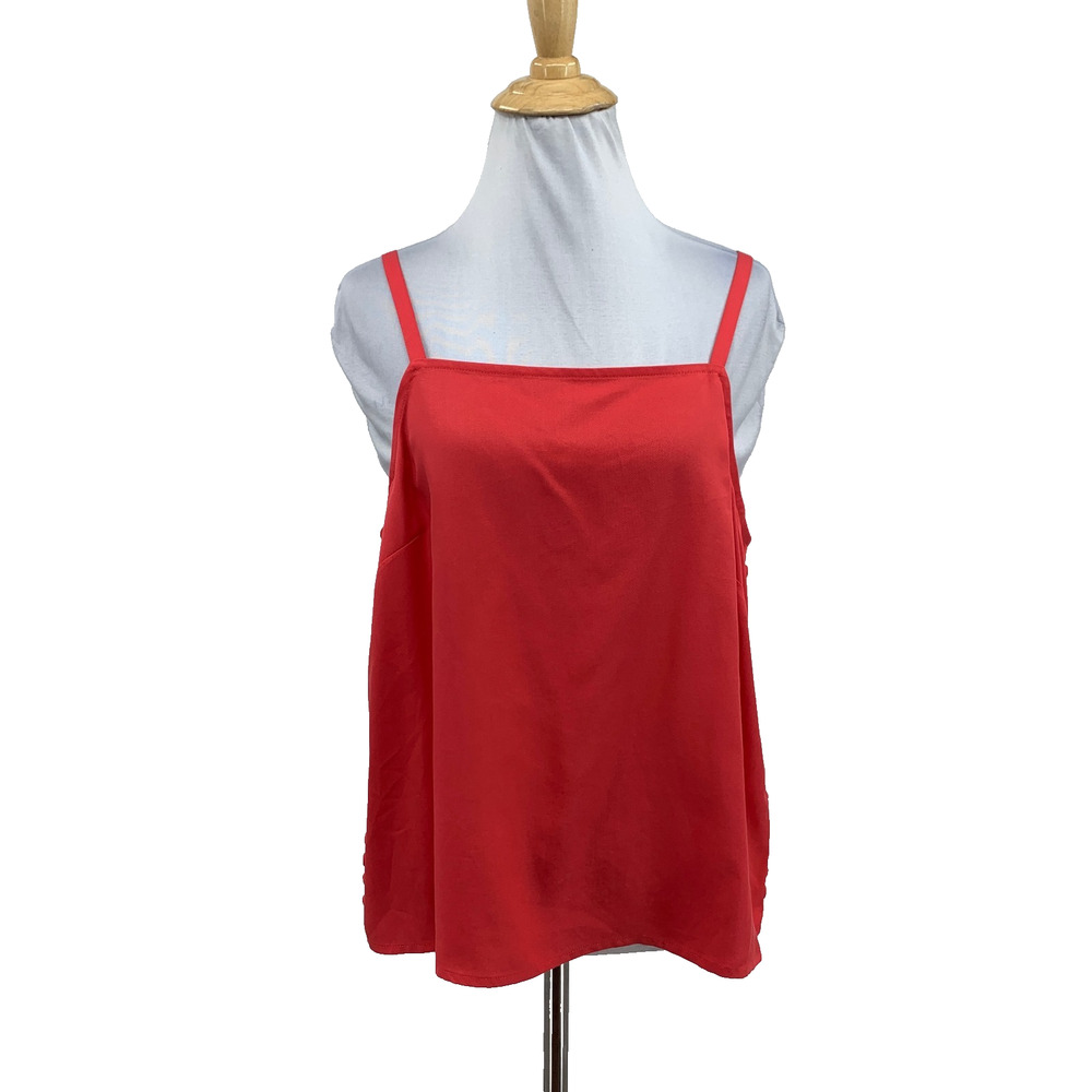 Cremieux Tank Top Womens M Medium Woven Rachel Button Side Square Neck Loose